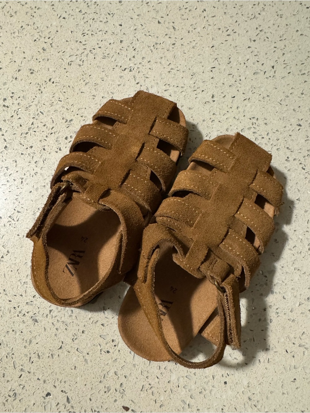 Zara Kids Tan Suede Fisherman Sandals